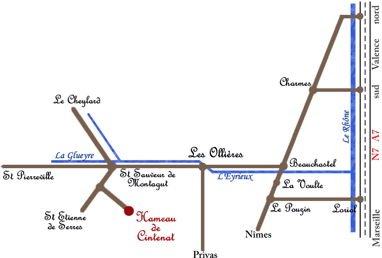plan d'accès au hameau de Cintenat